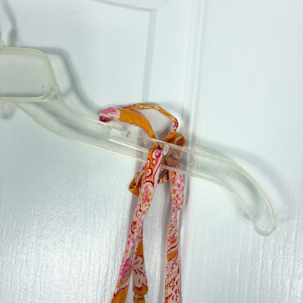 Old Navy Orange Floral A-Line Tie Straps Dress L Tropical Vacay Summer Resort - Picture 6 of 8